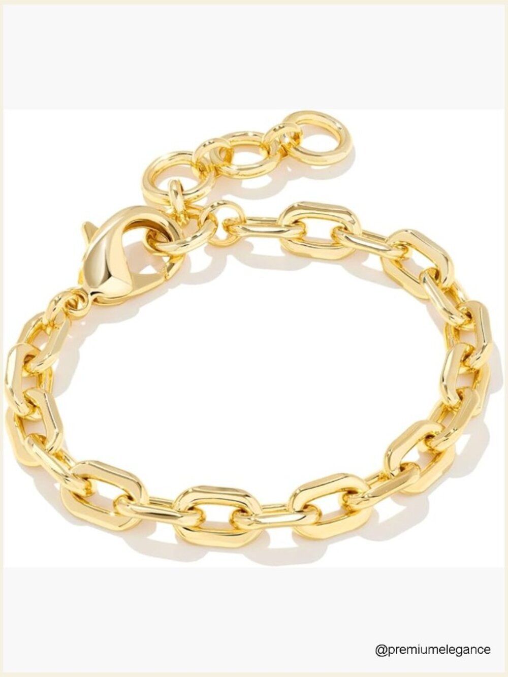 14K Gold-Plated Chain Link Bracelet with Lobster Clasp, 6.5" Length